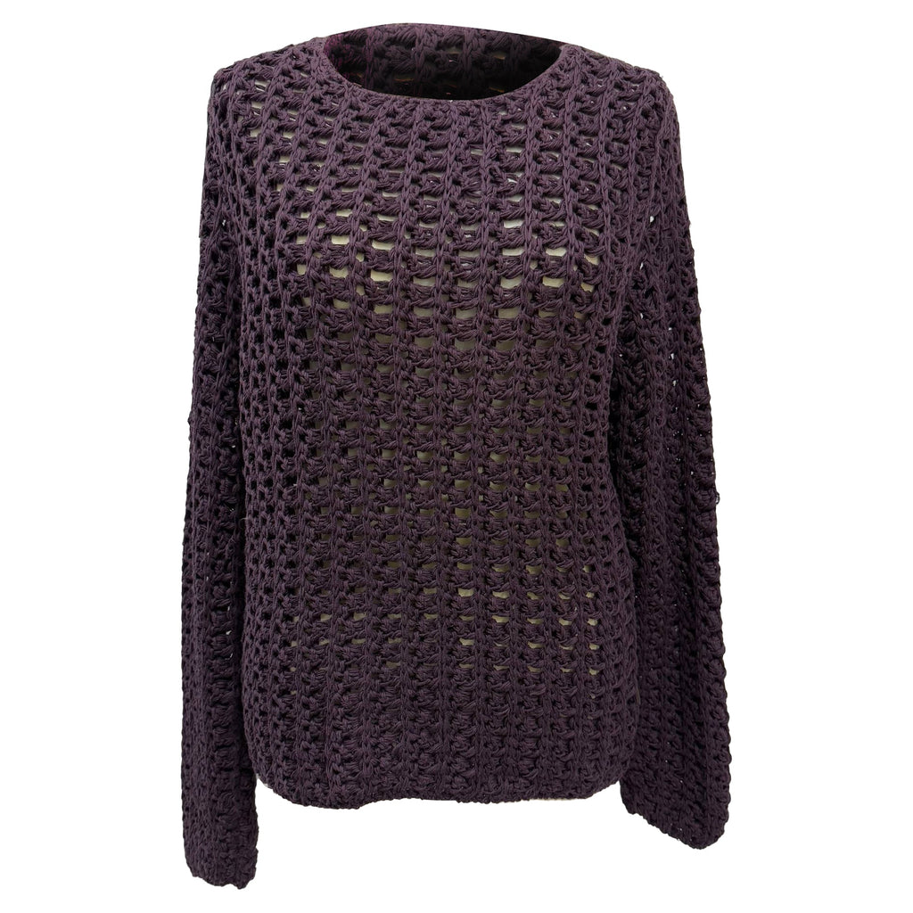 Women's Gucci Crochet Knitted Sweater in Purple Cotton