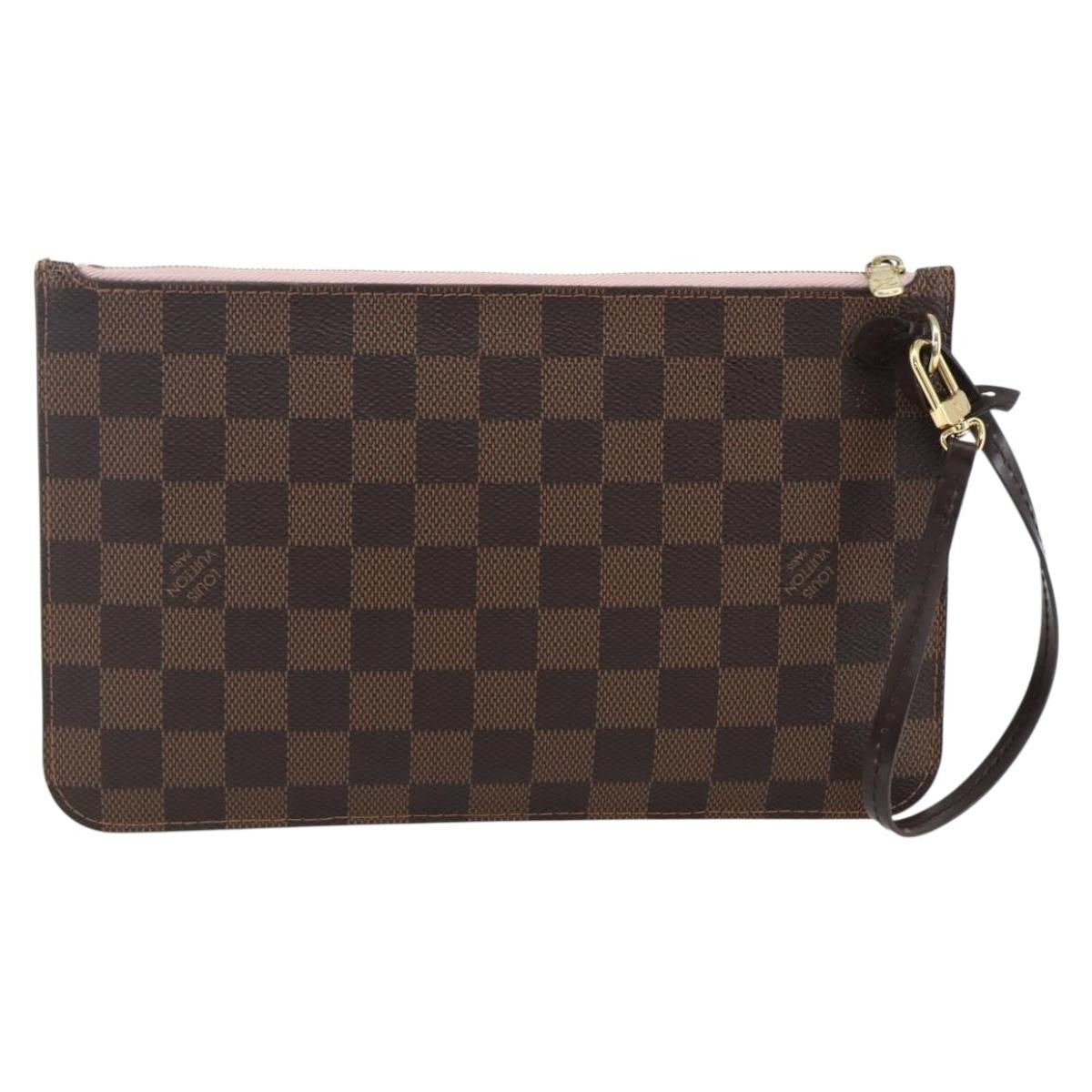 Louis Vuitton Neverfull Pochette Damier Brown Canvas Clutche & Pouche Bag (Pre-Owned)
