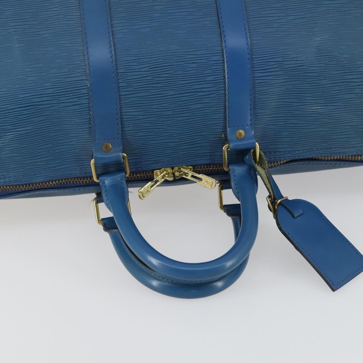 Louis Vuitton Keepall Bag Epi Leather Blue Leather Travel Bag Bag (Pre-Owned)