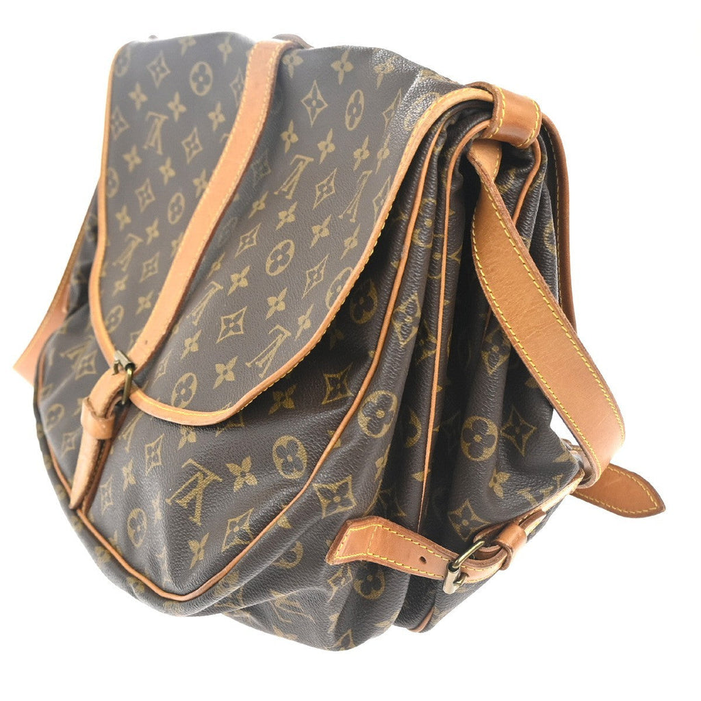 Louis Vuitton Saumur Handbag Monogram Canvas Brown Canvas Shoulder Bag Bag (Pre-Owned)