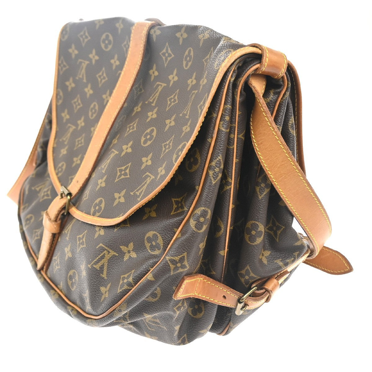Louis Vuitton Saumur Handbag Monogram Canvas Brown Canvas Shoulder Bag Bag (Pre-Owned)