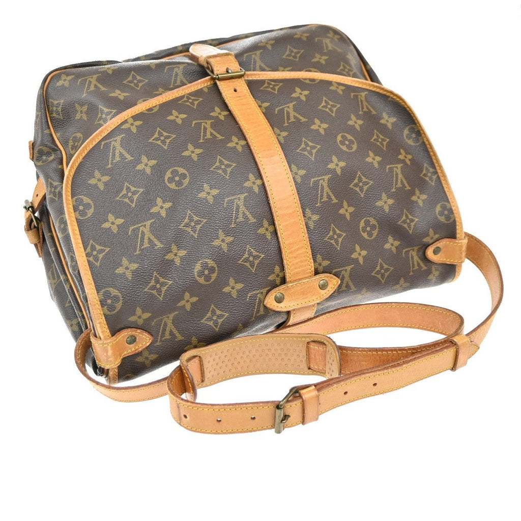 Louis Vuitton Saumur Handbag Monogram Canvas Brown Canvas Shoulder Bag Bag (Pre-Owned)