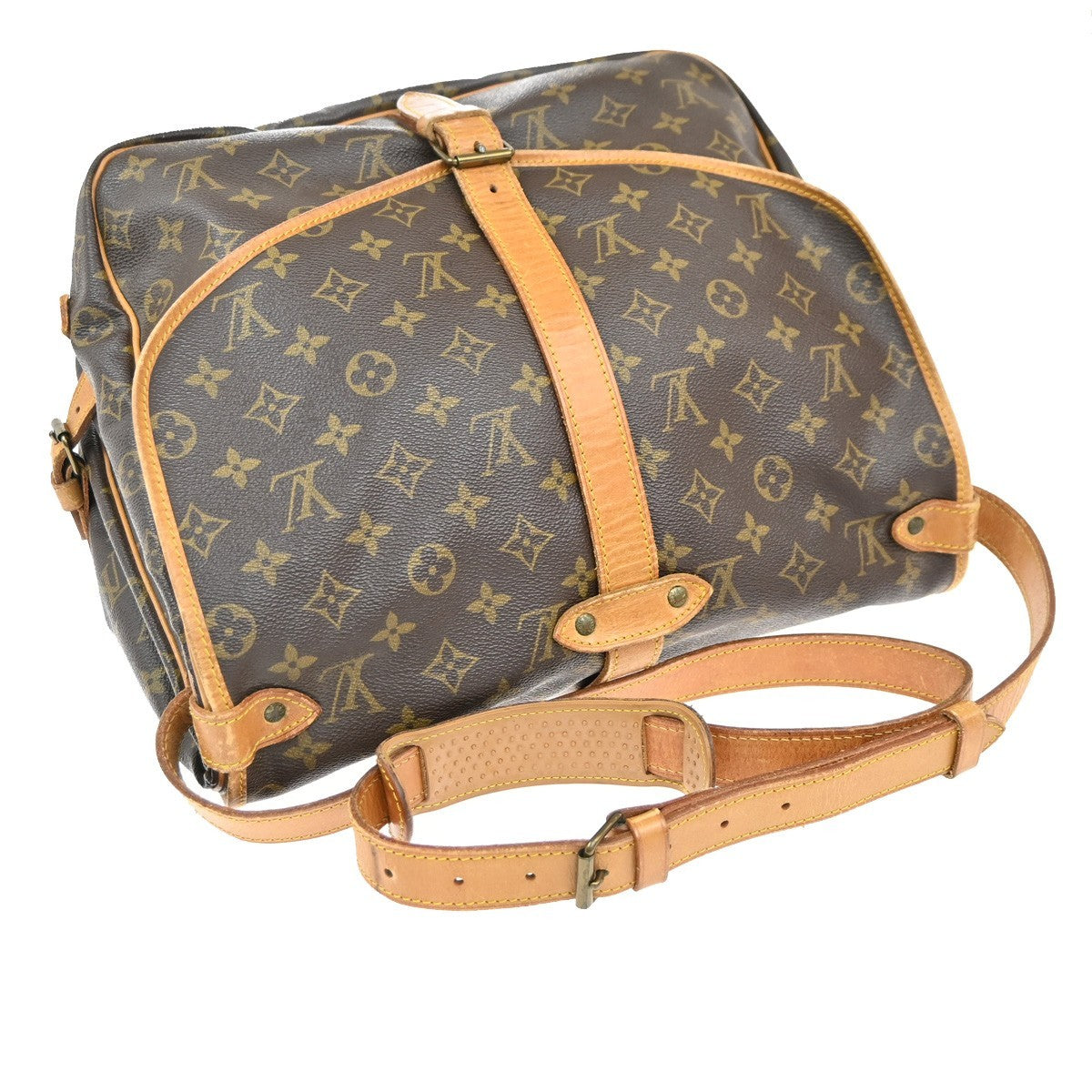 Louis Vuitton Saumur Handbag Monogram Canvas Brown Canvas Shoulder Bag Bag (Pre-Owned)
