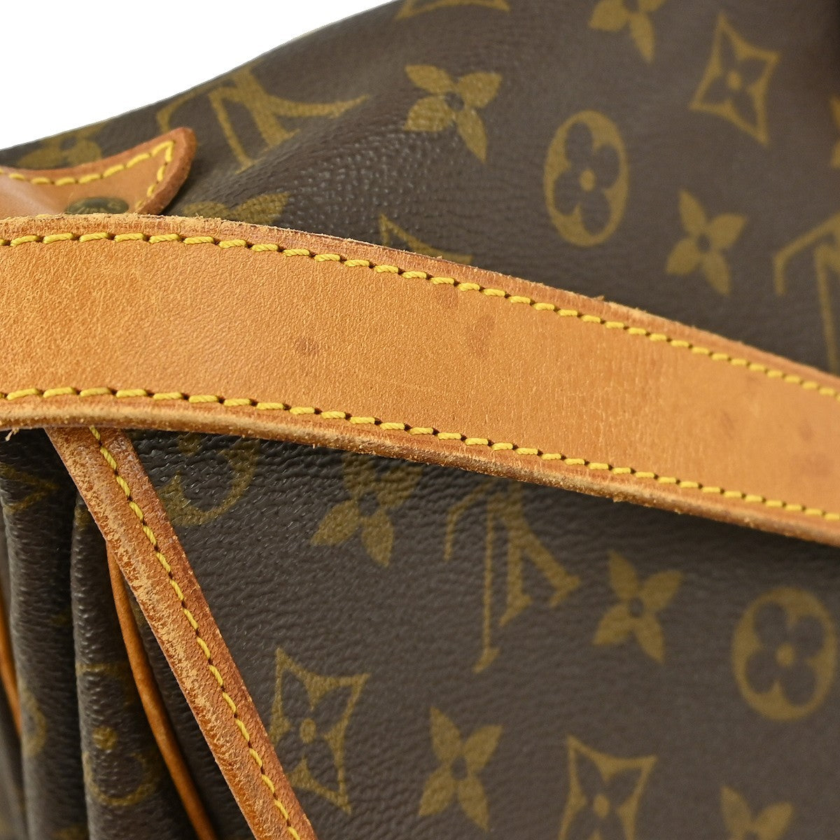 Louis Vuitton Saumur Handbag Monogram Canvas Brown Canvas Shoulder Bag Bag (Pre-Owned)