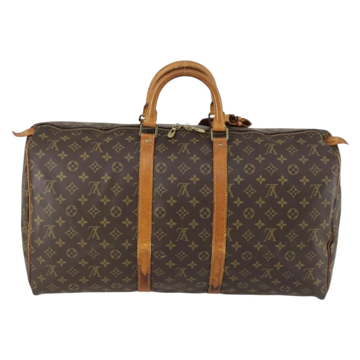 Louis Vuitton Keepall Bag Monogram Canvas Brown Canvas Handbag (Pre-Owned)