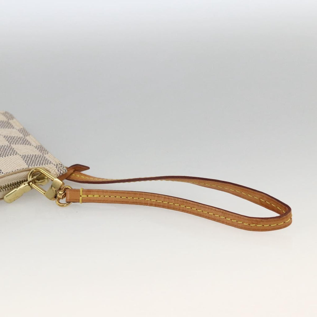 Louis Vuitton Neverfull Pochette Damier White Canvas Clutche & Pouche Bag (Pre-Owned)