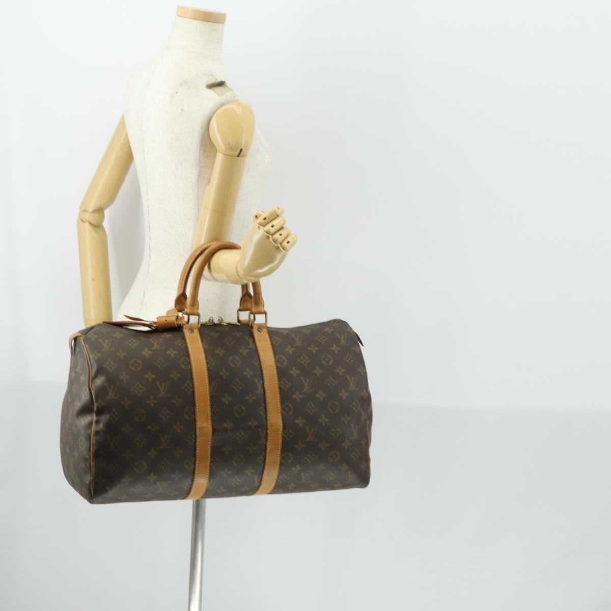 Louis Vuitton Keepall Bag Monogram Canvas Brown Canvas Travel Bag Bag (Pre-Owned)