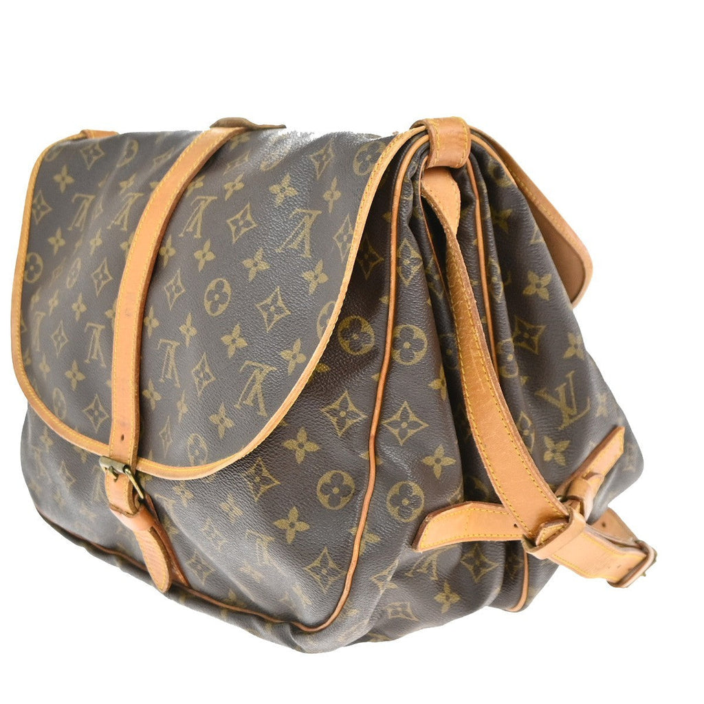 Louis Vuitton Saumur Handbag Monogram Canvas Brown Canvas Shoulder Bag Bag (Pre-Owned)