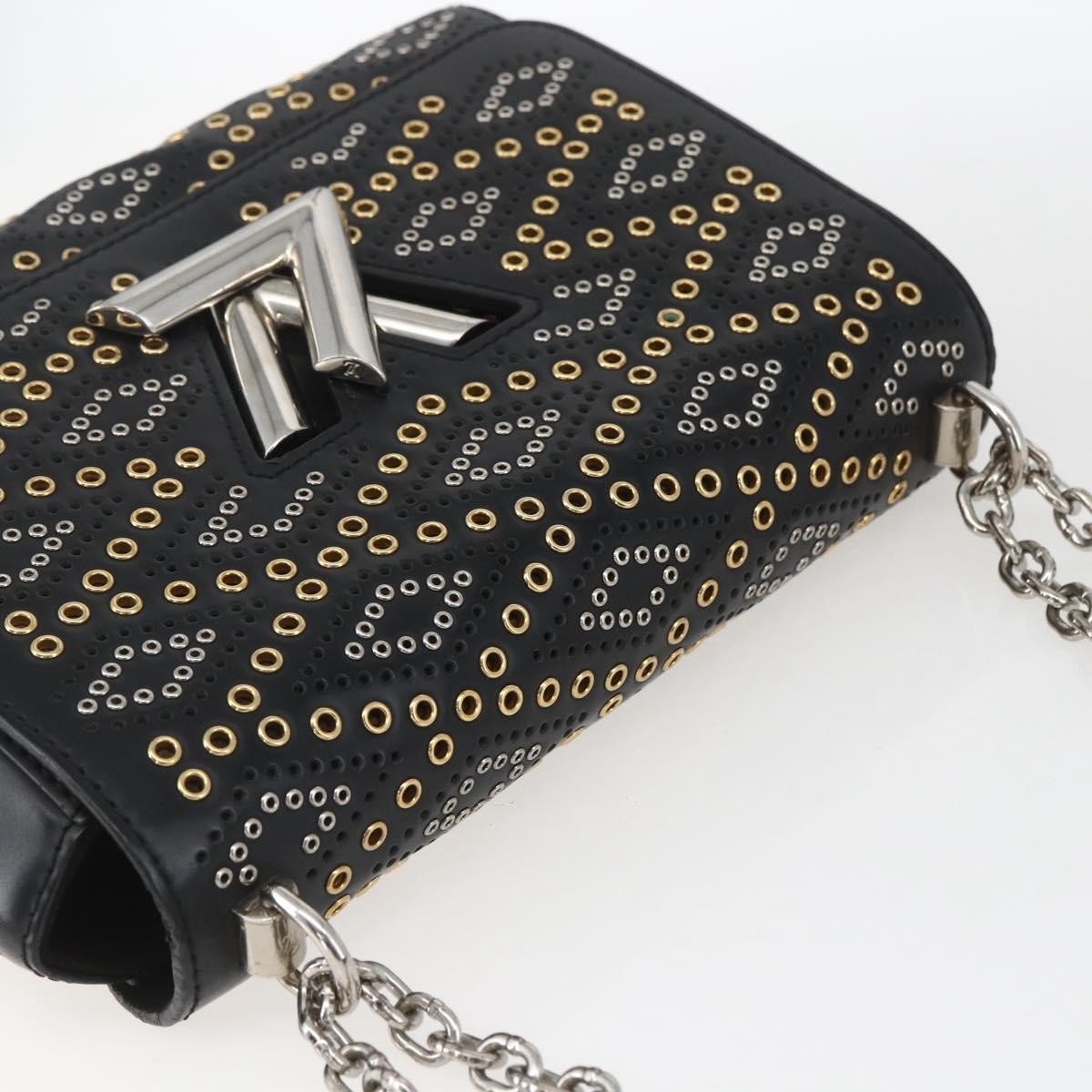 Louis Vuitton Twist Handbag Limited Edition Grommet Embellished Leather Black Leather Shoulder Bag Bag (Pre-Owned)