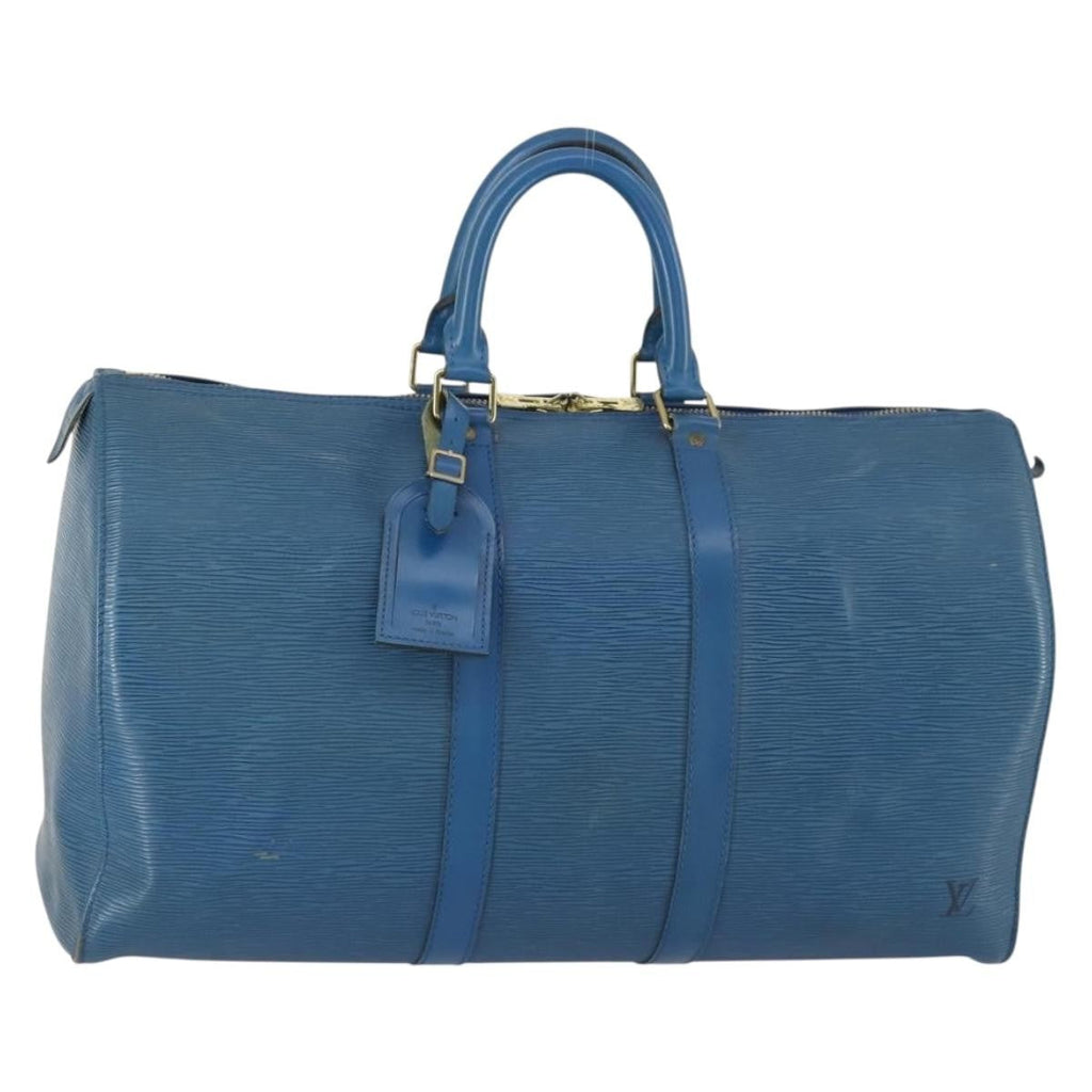 Louis Vuitton Keepall Bag Epi Leather Blue Leather Travel Bag Bag (Pre-Owned)