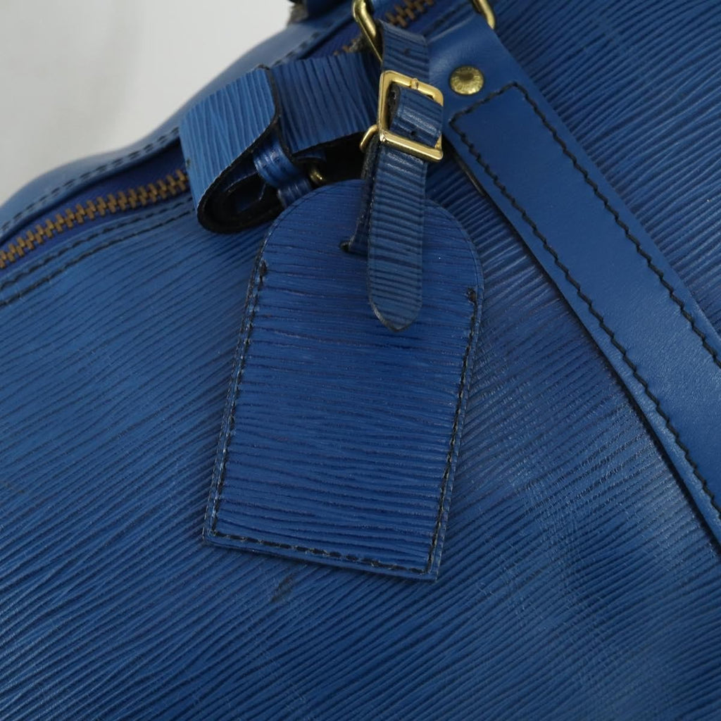 Louis Vuitton Keepall Bag Epi Leather Blue Leather Travel Bag Bag (Pre-Owned)
