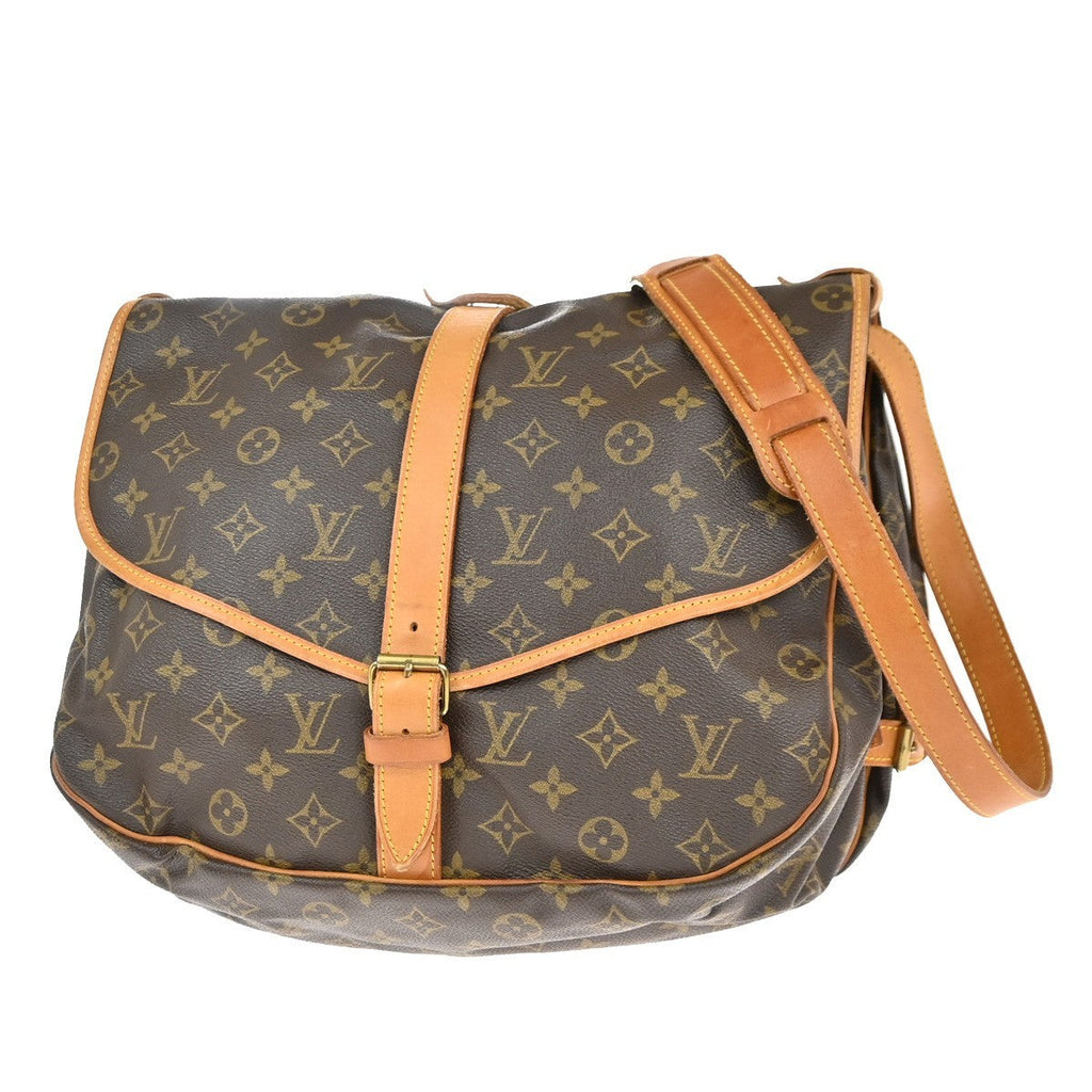 Louis Vuitton Saumur Handbag Monogram Canvas Brown Canvas Shoulder Bag Bag (Pre-Owned)