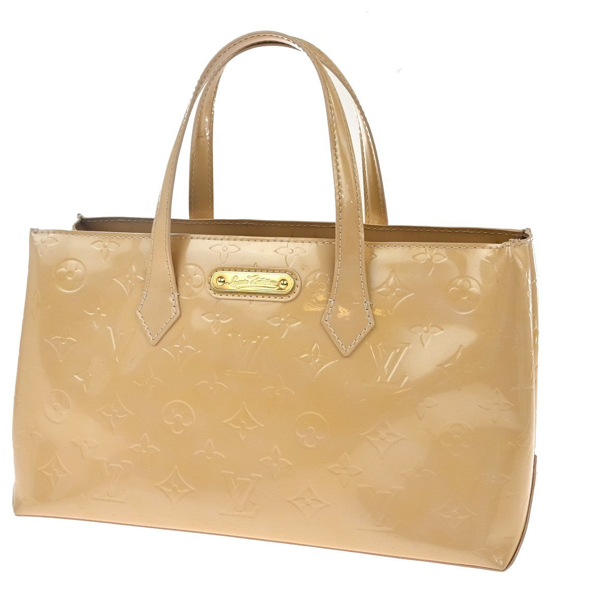Louis Vuitton Wilshire Handbag Monogram Vernis Beige Patent_Leather Handbag (Pre-Owned)