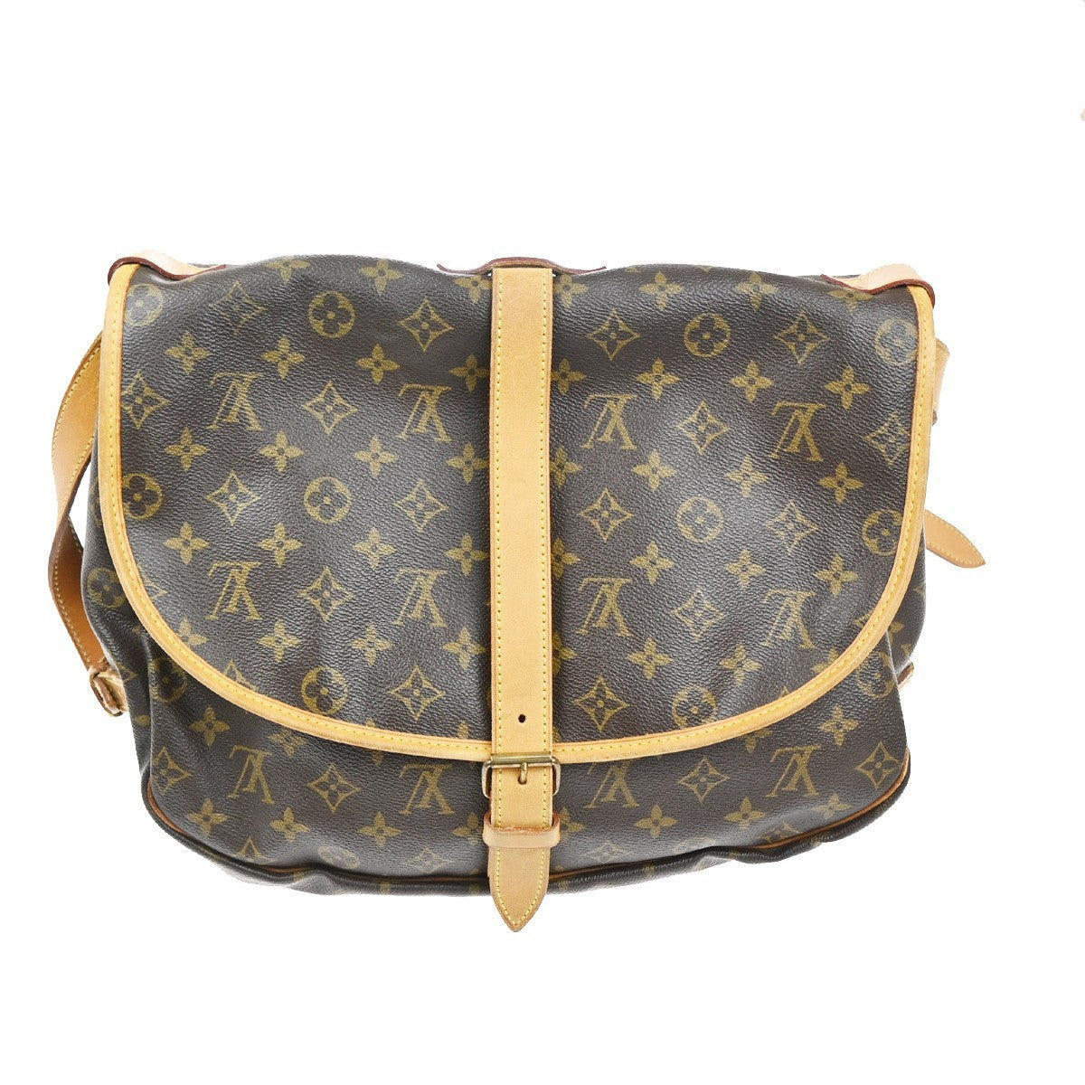 Louis Vuitton Saumur Handbag Monogram Canvas Brown Canvas Shoulder Bag Bag (Pre-Owned)