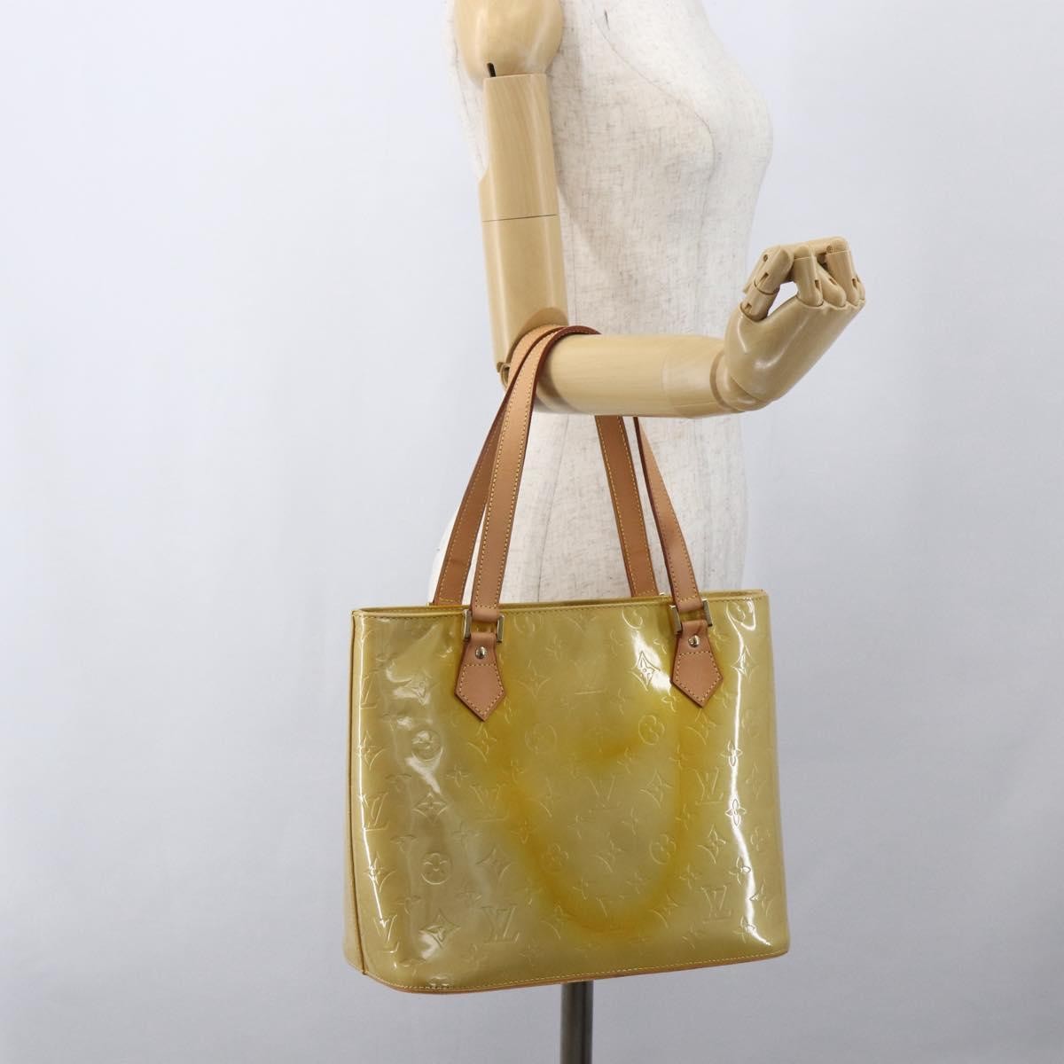 Louis Vuitton Houston Handbag Monogram Vernis Beige Patent_Leather Handbag (Pre-Owned)