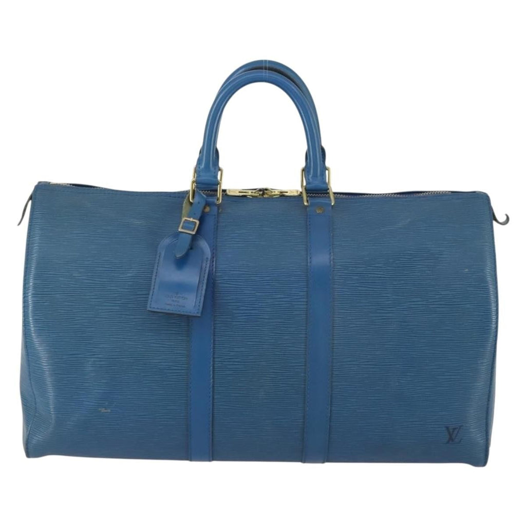 Louis Vuitton Keepall Bag Epi Leather Blue Leather Travel Bag Bag (Pre-Owned)
