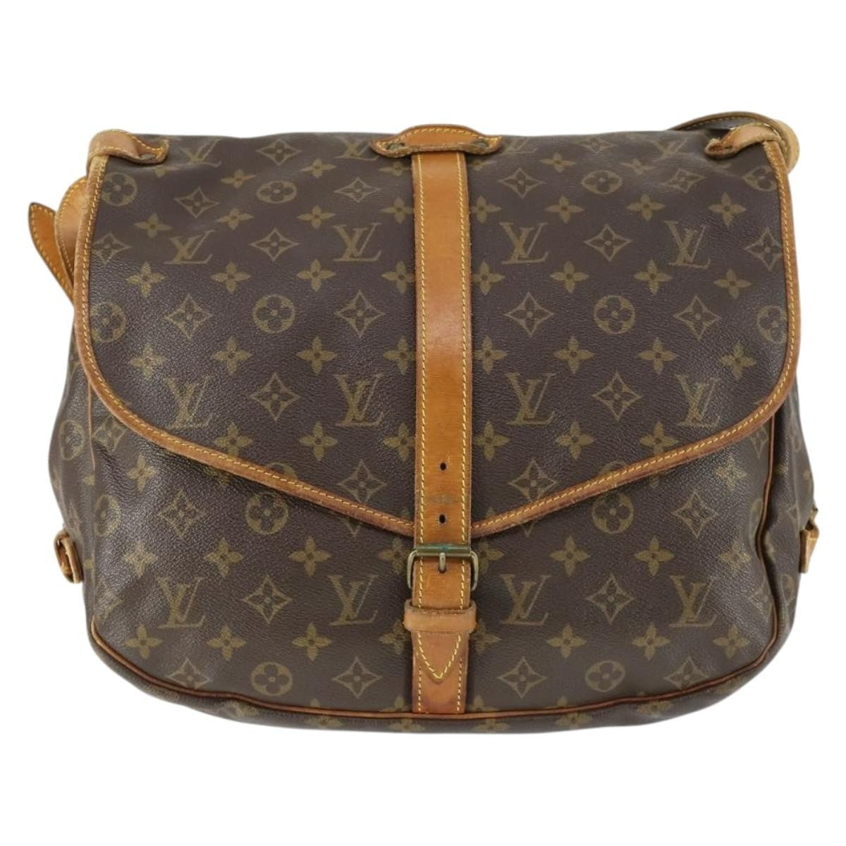 Louis Vuitton Saumur Handbag Monogram Canvas Brown Canvas Shoulder Bag Bag (Pre-Owned)