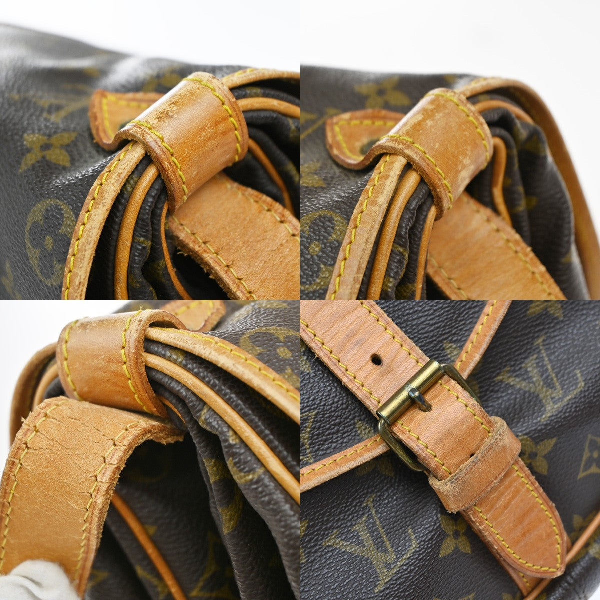 Louis Vuitton Saumur Handbag Monogram Canvas Brown Canvas Shoulder Bag Bag (Pre-Owned)