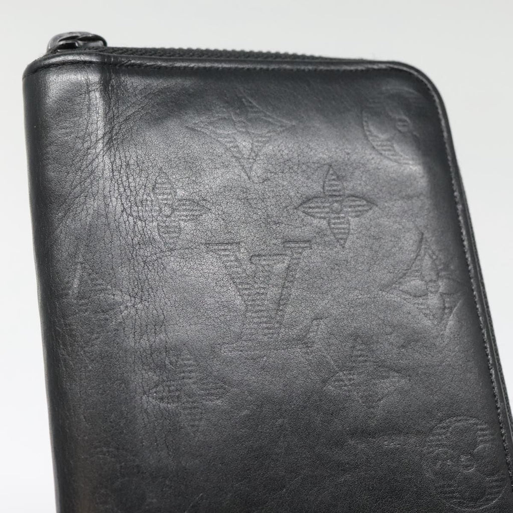 Louis Vuitton Zippy Wallet Vertical Monogram Shadow Leather Black Leather Wallets Accessory (Pre-Owned)