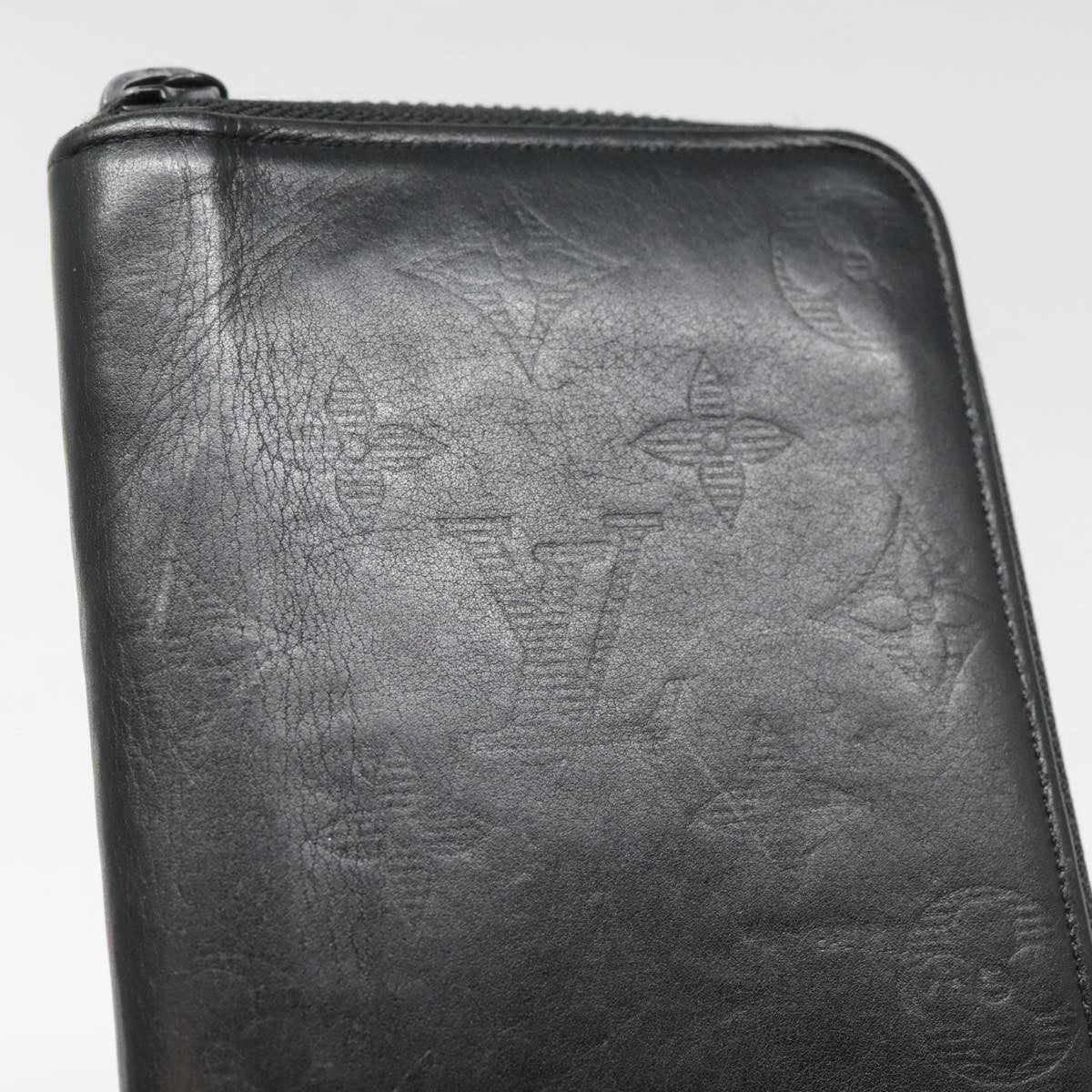 Louis Vuitton Zippy Wallet Vertical Monogram Shadow Leather Black Leather Wallets Accessory (Pre-Owned)