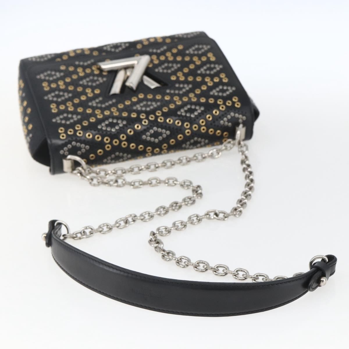 Louis Vuitton Twist Handbag Limited Edition Grommet Embellished Leather Black Leather Shoulder Bag Bag (Pre-Owned)
