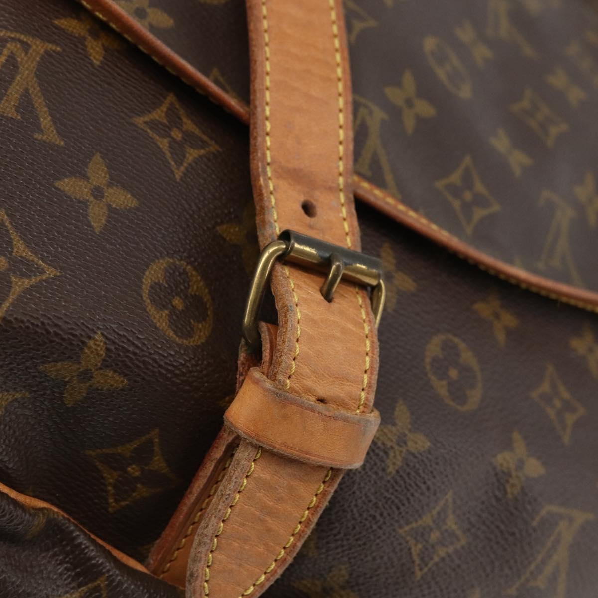 Louis Vuitton Saumur Handbag Monogram Canvas Brown Canvas Shoulder Bag Bag (Pre-Owned)