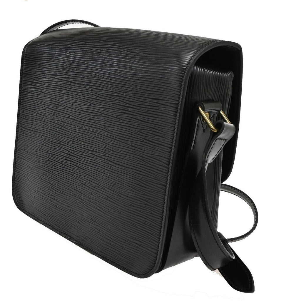 Louis Vuitton Cartouchiere Handbag Epi Leather Black Leather Shoulder Bag Bag (Pre-Owned)