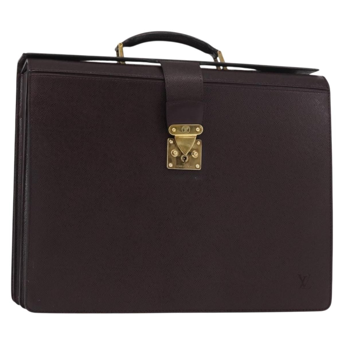 Louis Vuitton Pilot Briefcase Taiga Leather Brown Leather Briefcase Bag (Pre-Owned)
