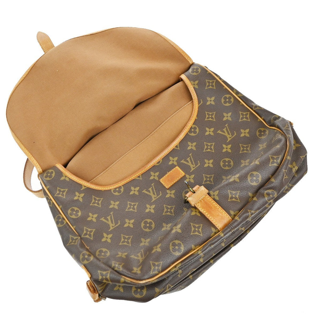 Louis Vuitton Saumur Handbag Monogram Canvas Brown Canvas Shoulder Bag Bag (Pre-Owned)