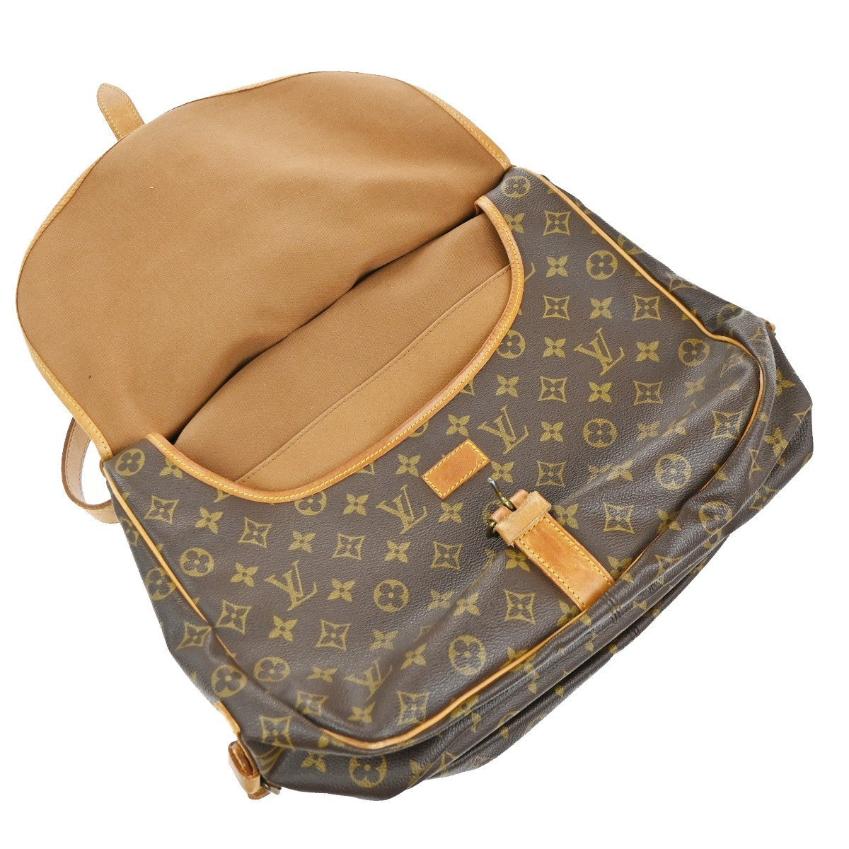 Louis Vuitton Saumur Handbag Monogram Canvas Brown Canvas Shoulder Bag Bag (Pre-Owned)