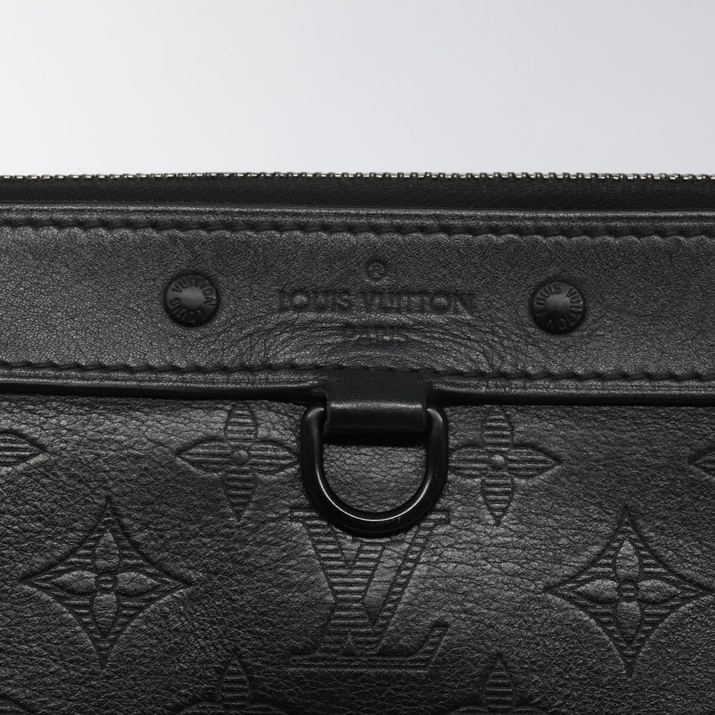 Louis Vuitton Discovery Pochette Monogram Shadow Leather Black Leather Bag (Pre-Owned)
