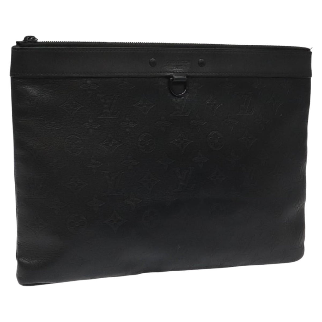 Louis Vuitton Discovery Pochette Monogram Shadow Leather Black Leather Bag (Pre-Owned)