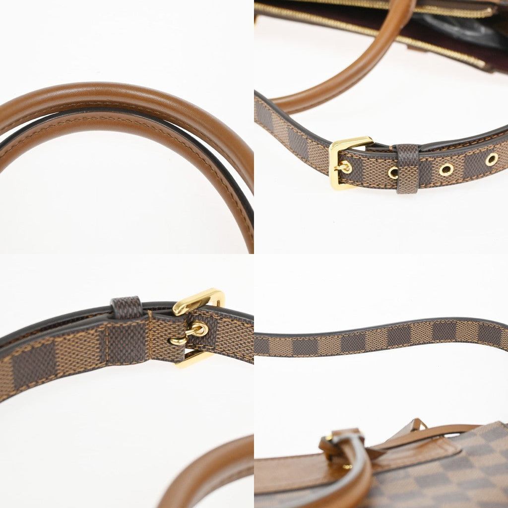Louis Vuitton Greenwich Bag Damier Brown Leather Handbag (Pre-Owned)