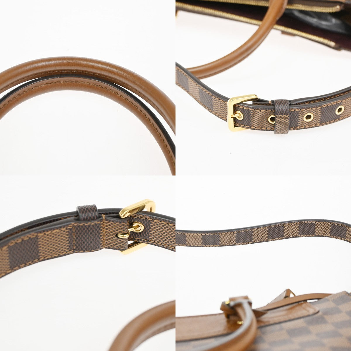 Louis Vuitton Greenwich Bag Damier Brown Leather Handbag (Pre-Owned)