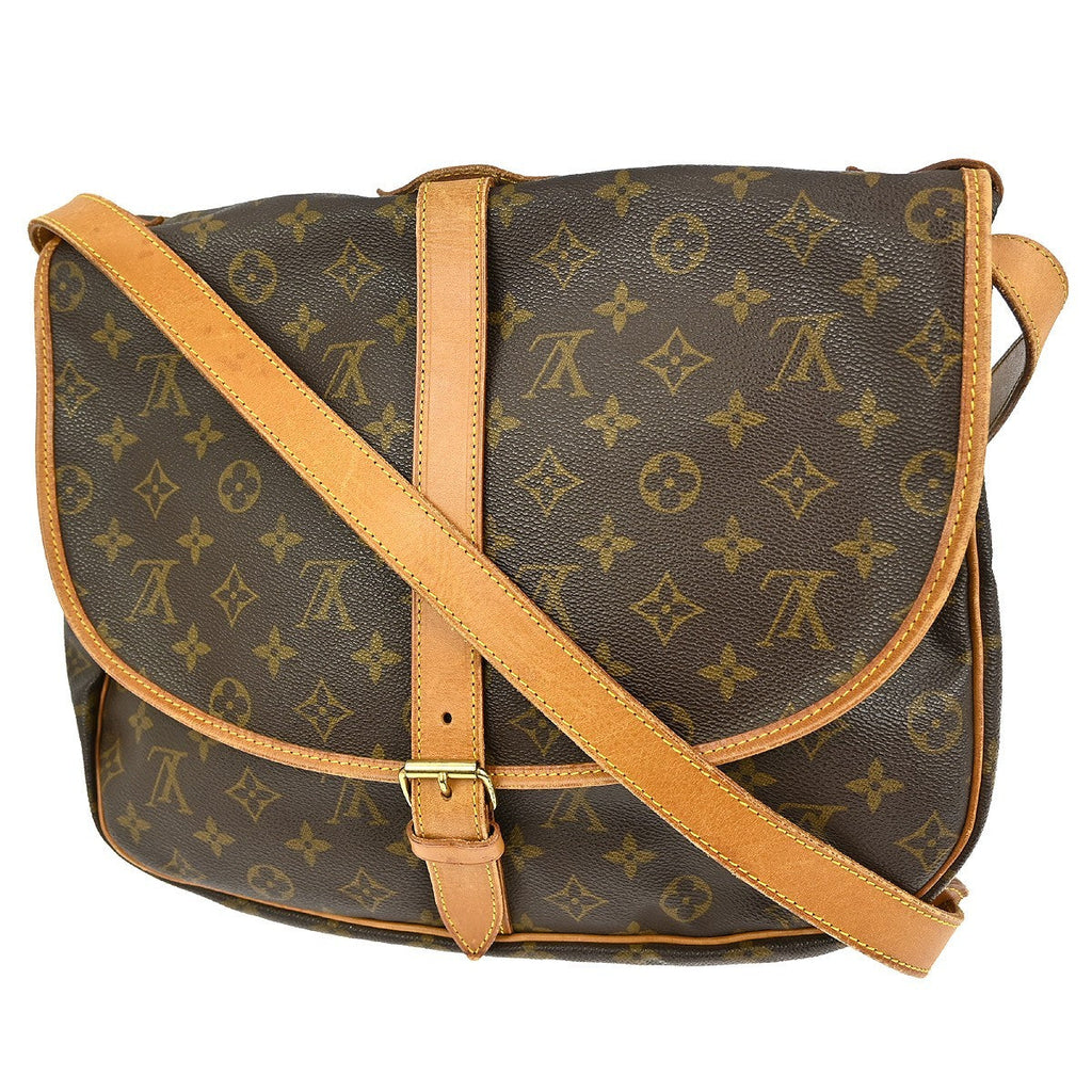 Louis Vuitton Saumur Handbag Monogram Canvas Brown Canvas Shoulder Bag Bag (Pre-Owned)