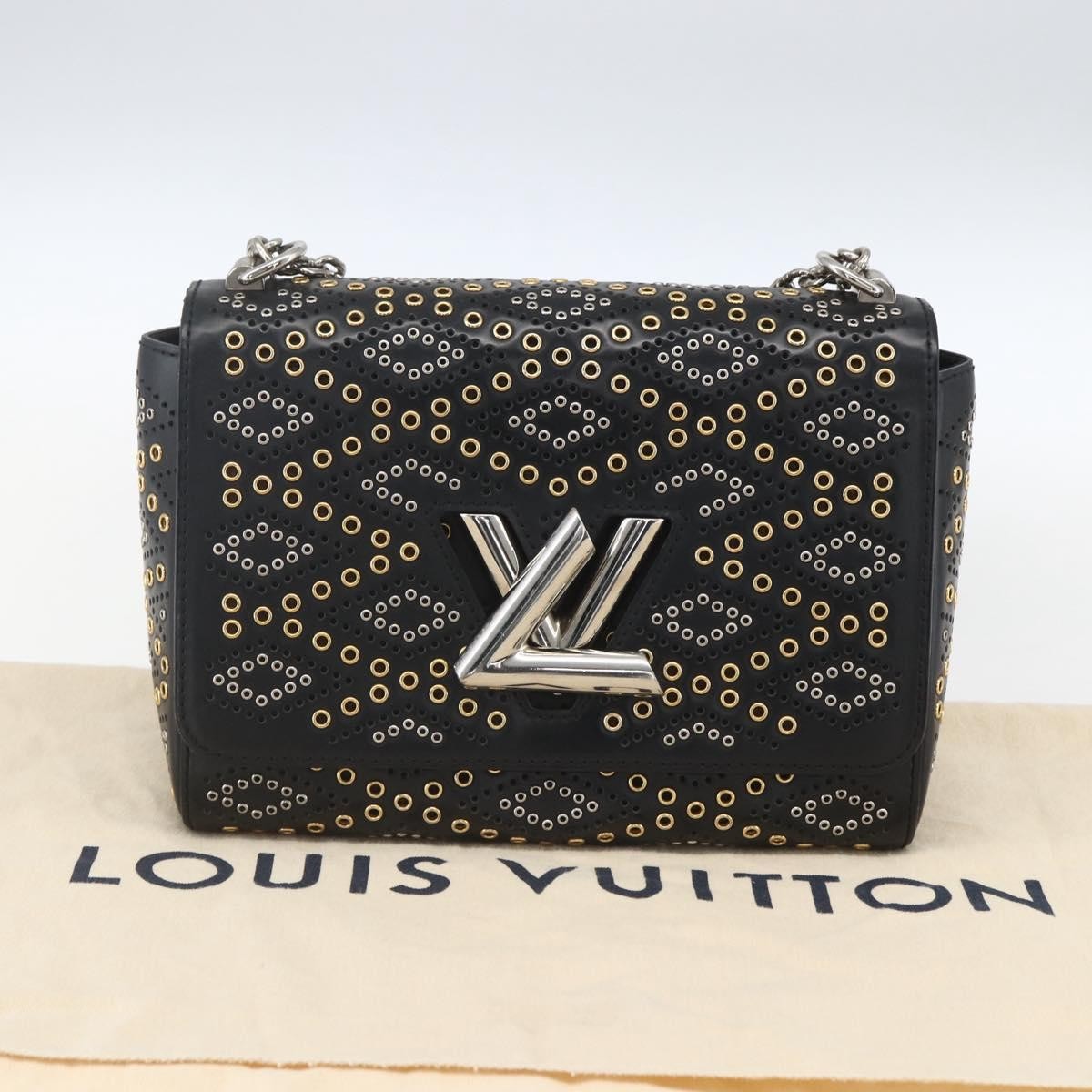 Louis Vuitton Twist Handbag Limited Edition Grommet Embellished Leather Black Leather Shoulder Bag Bag (Pre-Owned)