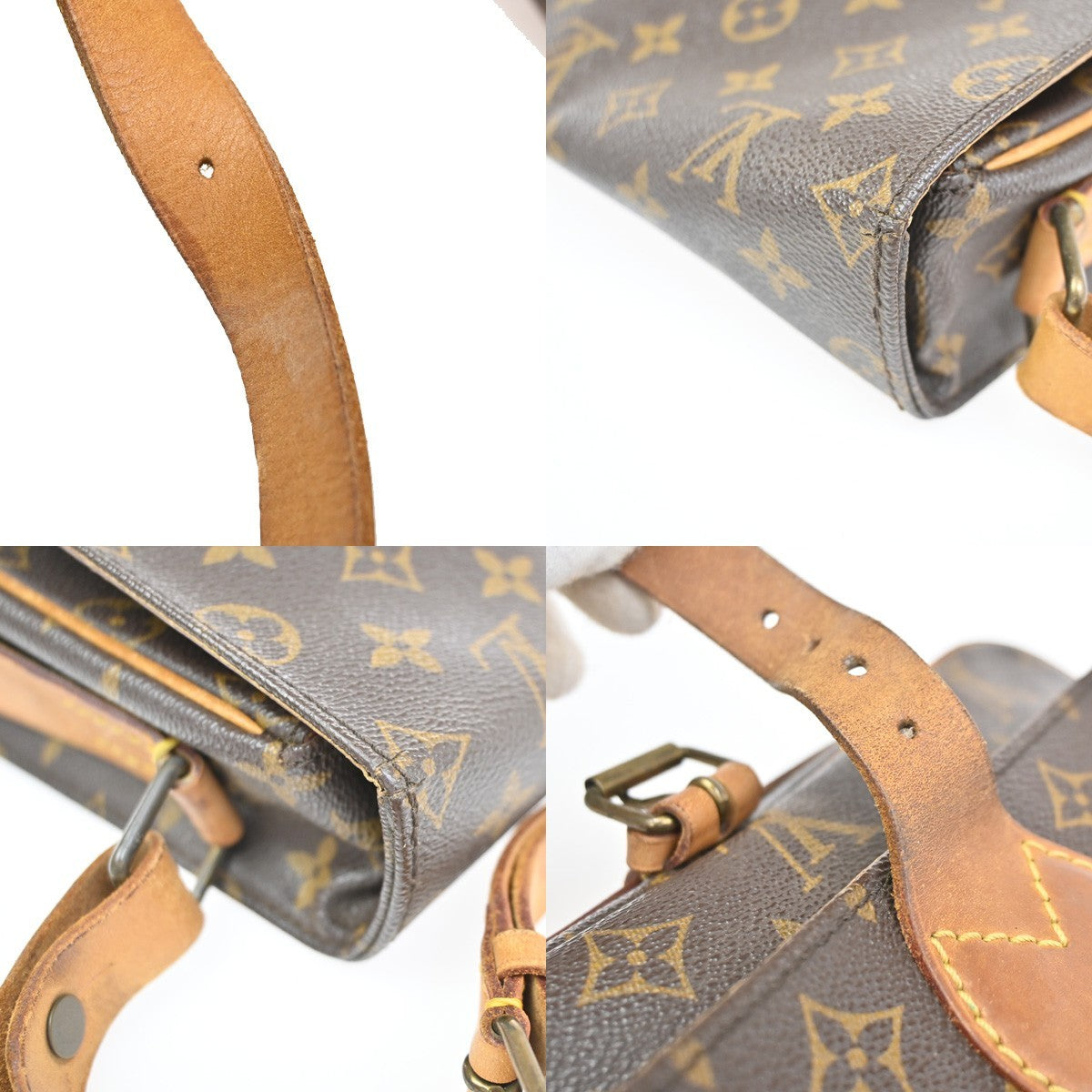 Louis Vuitton Cartouchiere Handbag Monogram Canvas Brown Canvas Shoulder Bag Bag (Pre-Owned)