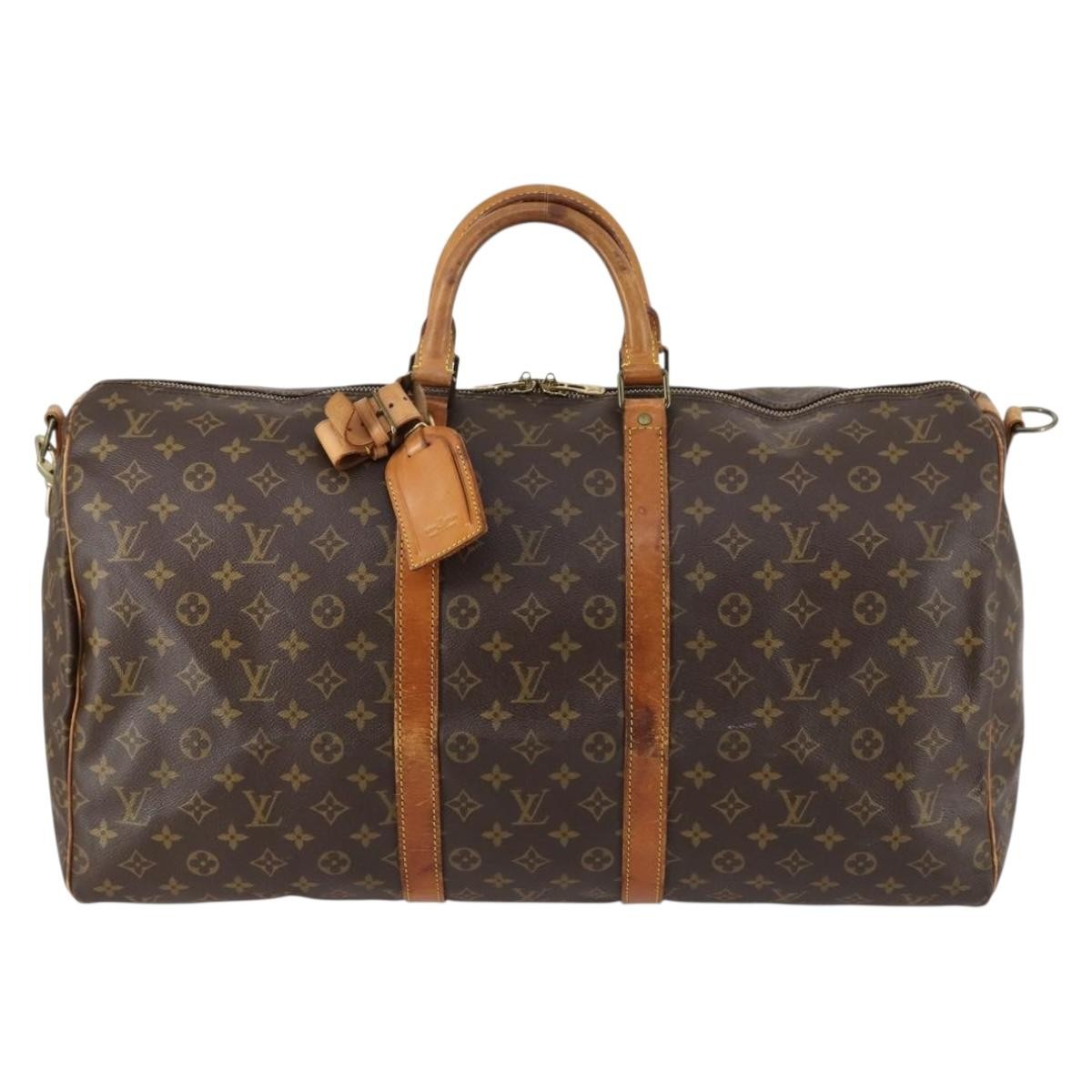 Louis Vuitton Keepall Bandouliere Bag Monogram Canvas Brown Canvas Travel Bag Bag (Pre-Owned)