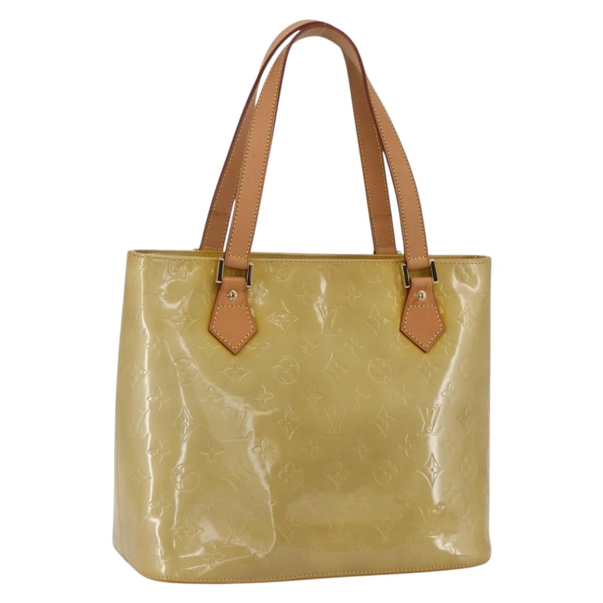 Louis Vuitton Houston Handbag Monogram Vernis Beige Patent_Leather Handbag (Pre-Owned)