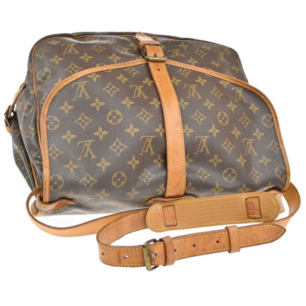 Louis Vuitton Saumur Handbag Monogram Canvas Brown Leather Shoulder Bag Bag (Pre-Owned)