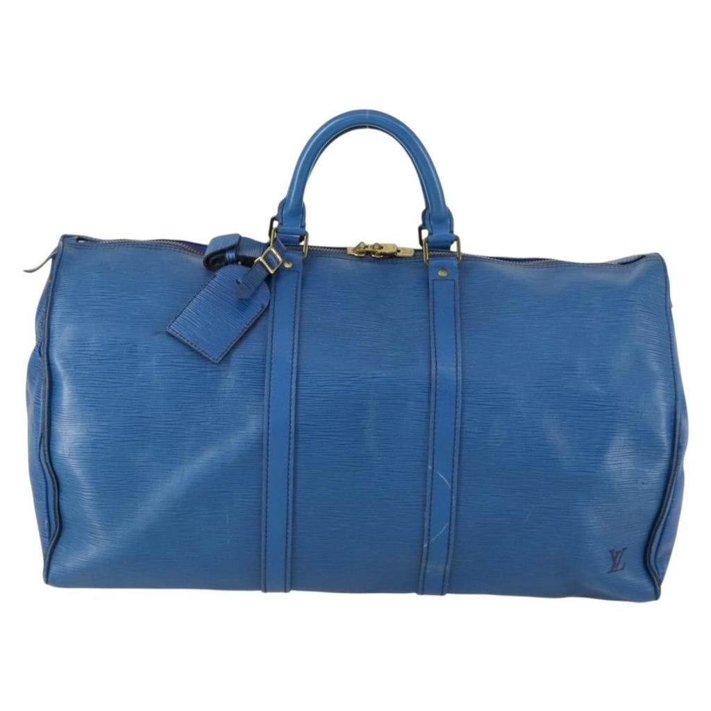 Louis Vuitton Keepall Bag Epi Leather Blue Leather Travel Bag Bag (Pre-Owned)