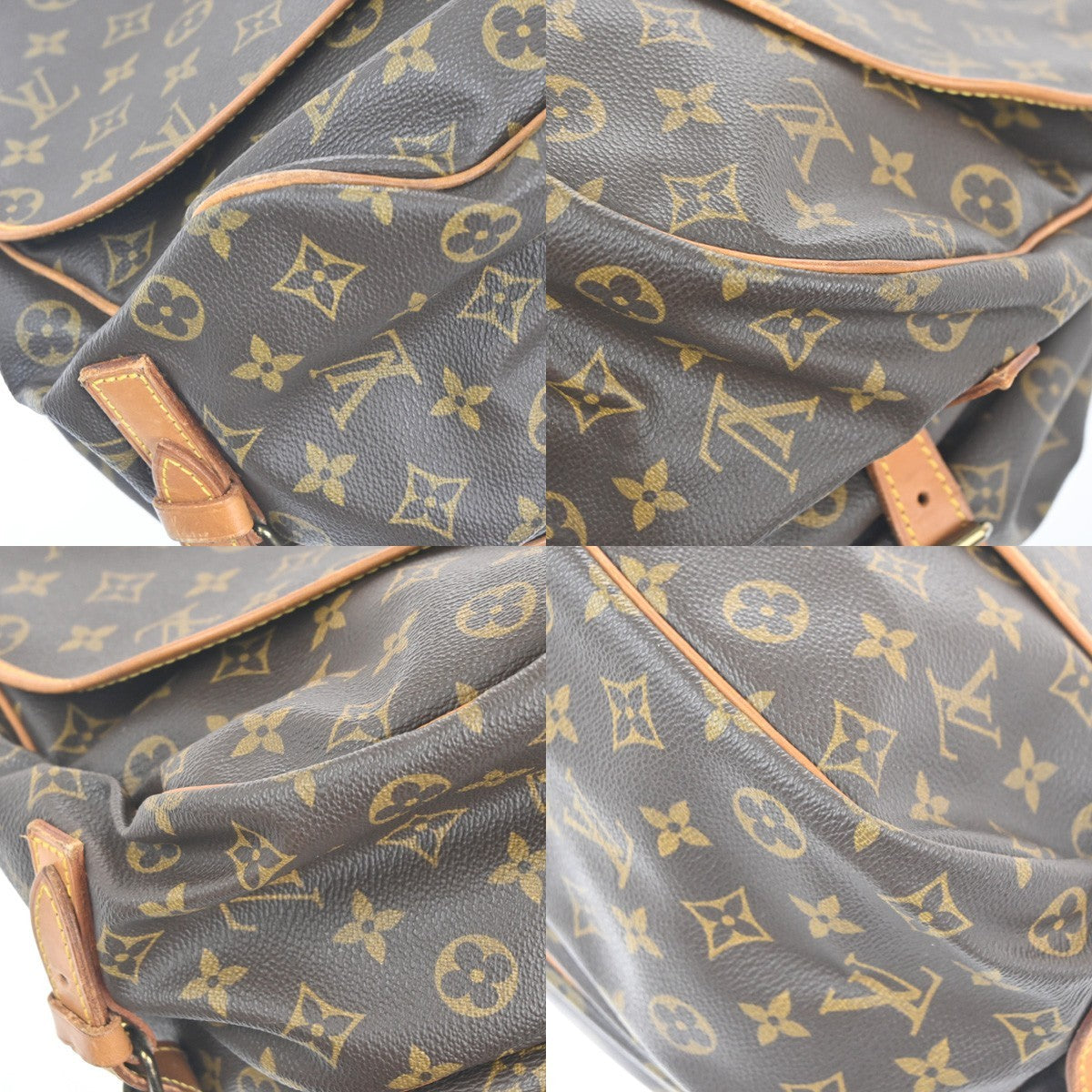 Louis Vuitton Saumur Handbag Monogram Canvas Brown Canvas Shoulder Bag Bag (Pre-Owned)