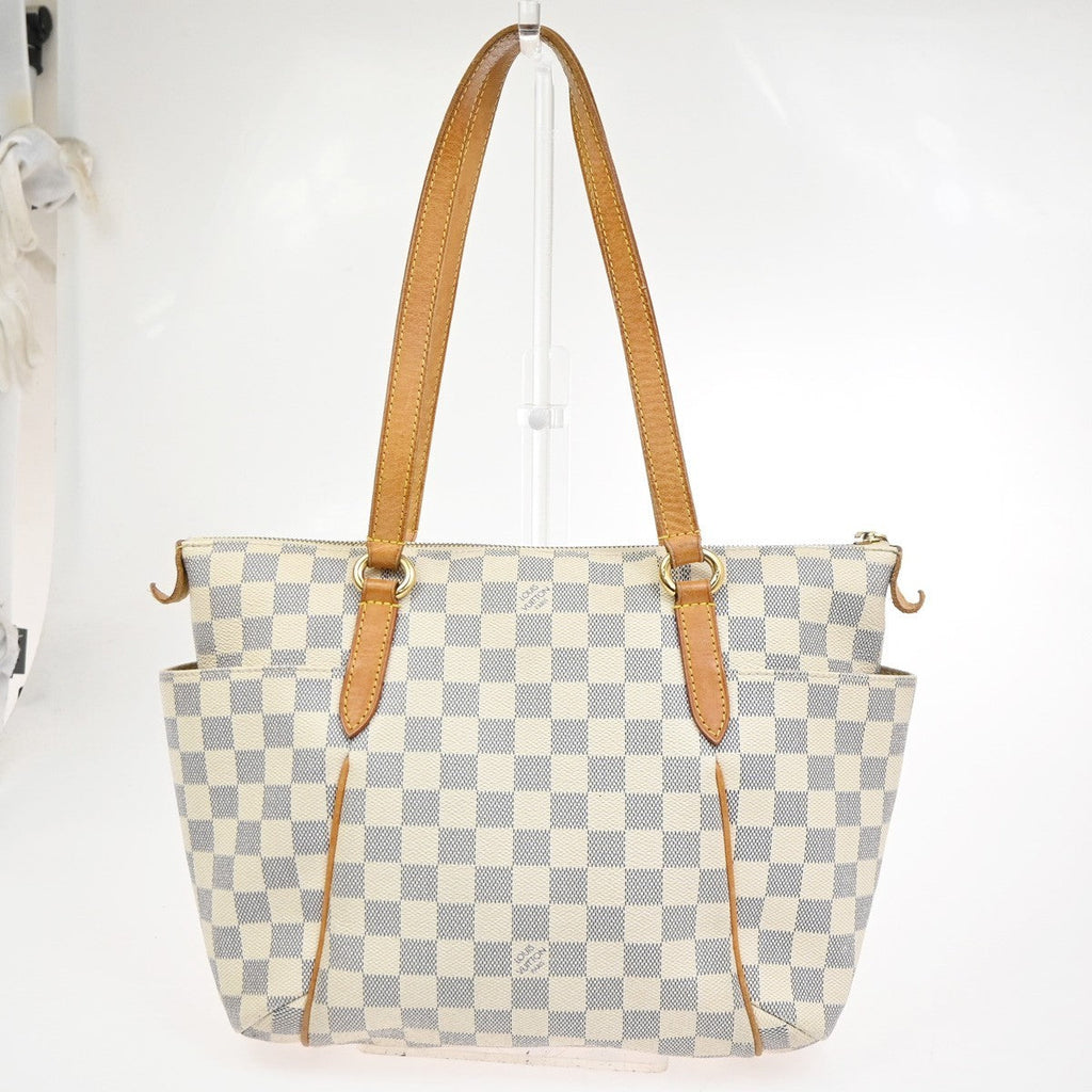 Louis Vuitton Totally Handbag Damier Azur White Canvas Shoulder Bag Bag (Pre-Owned)