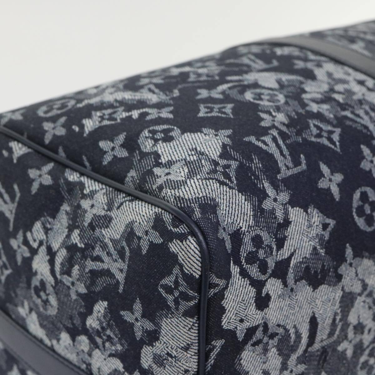 Louis Vuitton Keepall Bandouliere Bag Monogram Tapestry Canvas Navy Canvas Bag (Pre-Owned)