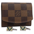 Louis Vuitton Cufflinks Case Damier Brown Canvas Cufflinks Jewelry (Pre-Owned)