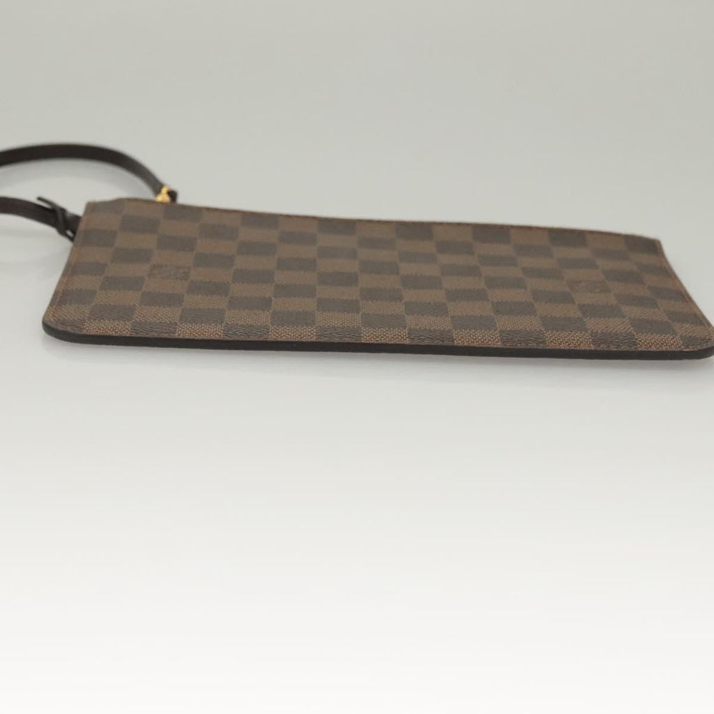 Louis Vuitton Neverfull Pochette Damier Brown Canvas Bag (Pre-Owned)