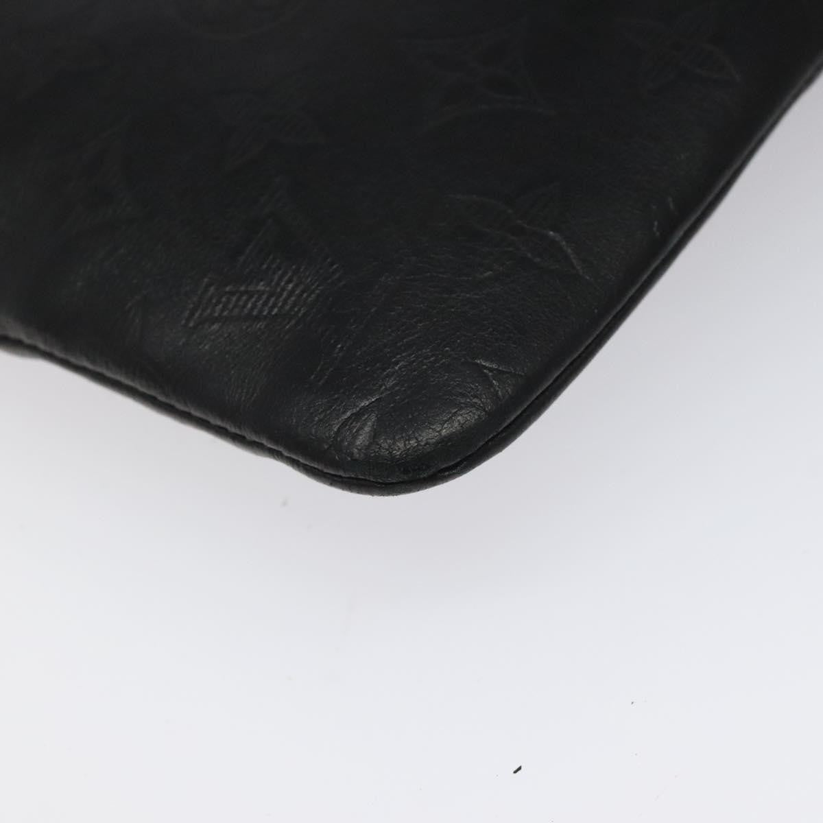 Louis Vuitton Discovery Pochette Monogram Shadow Leather Black Leather Bag (Pre-Owned)