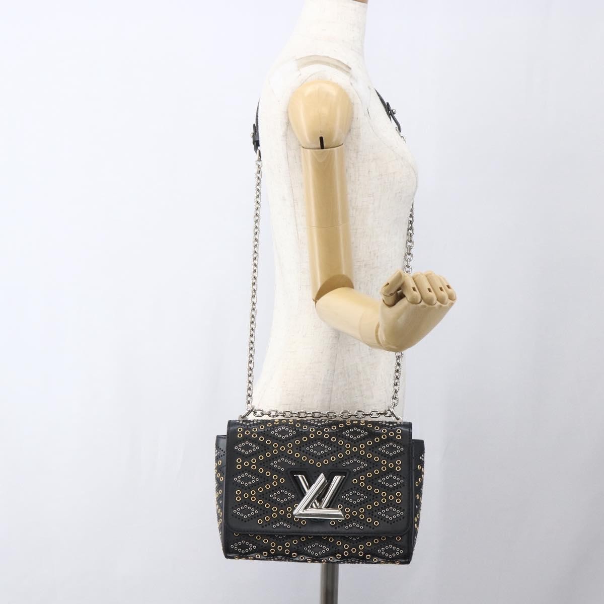 Louis Vuitton Twist Handbag Limited Edition Grommet Embellished Leather Black Leather Shoulder Bag Bag (Pre-Owned)