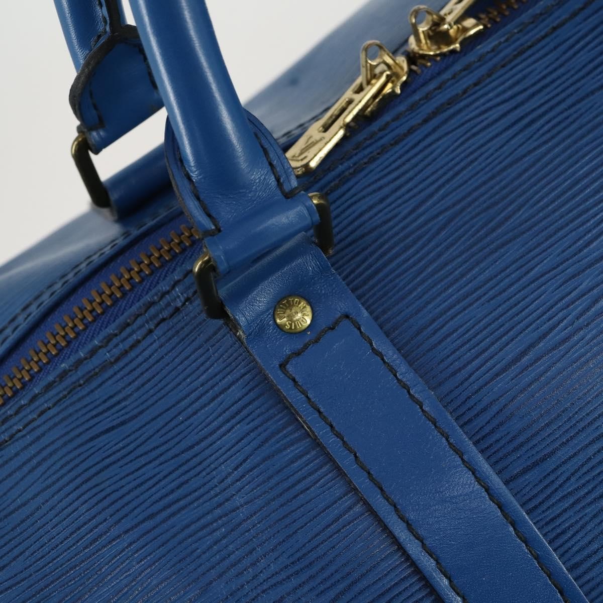 Louis Vuitton Keepall Bag Epi Leather Blue Leather Travel Bag Bag (Pre-Owned)