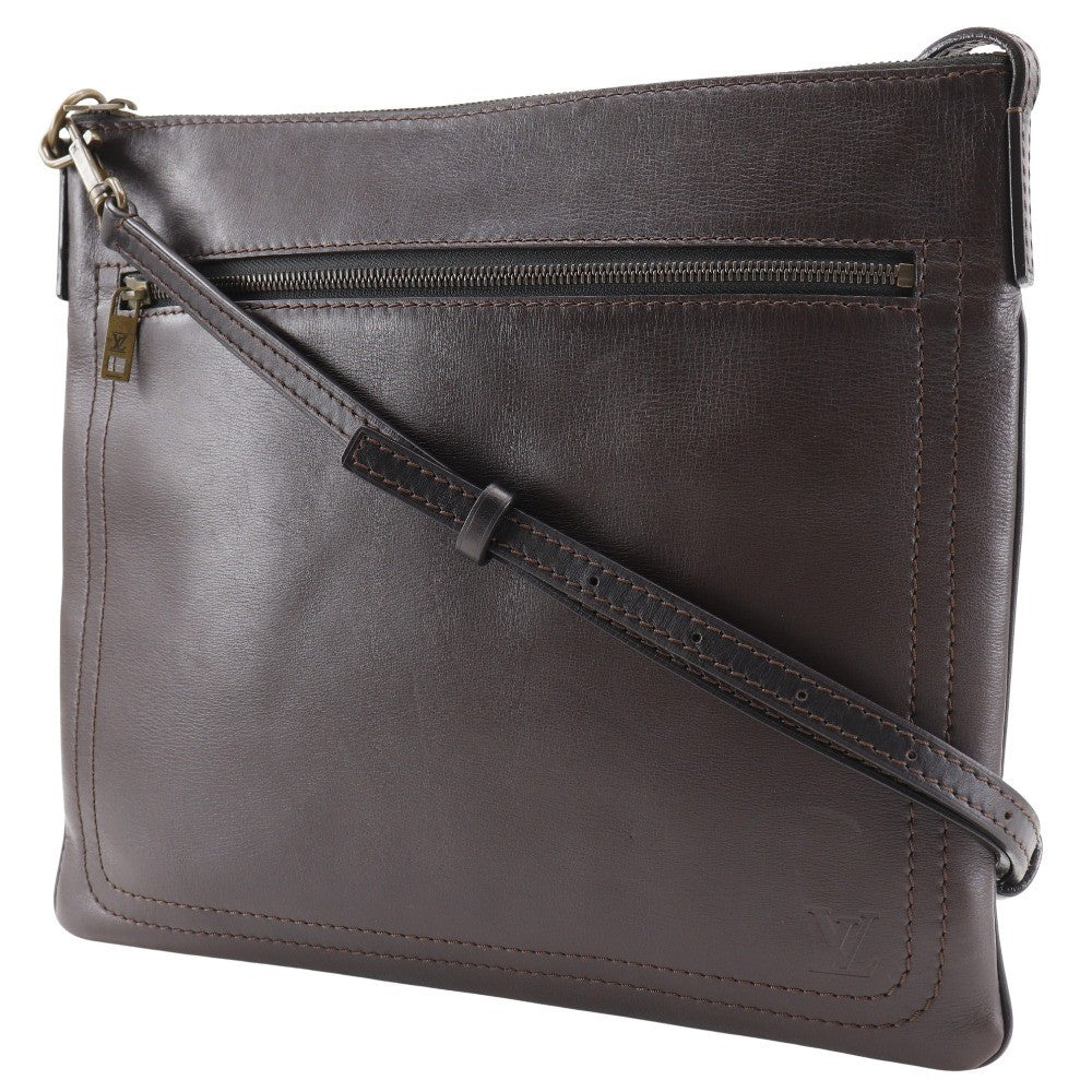 Louis Vuitton Sac Plat Crossbody Bag Utah Leather Brown Leather Shoulder Bag Bag (Pre-Owned)